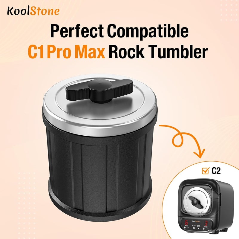 KoolStone Rock Tumbler Barrel Extral Large Capacity 3 Lbs, Rubber Material, with Durable Leak-proof Lid, 5 x 5 inch Compatiable C1 Pro Max Rock Tumbler - Image 2